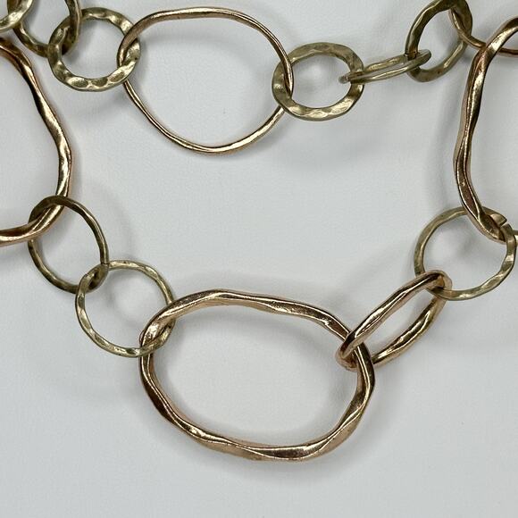 Chicos Hammered Chain Link Statement Necklace Gold Tone ✨ - Picture 2 of 9